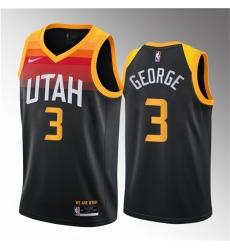 Men Utah Jazz 3 Keyonte George Black 2023 Draft City Edition Stitched Basketball Jersey