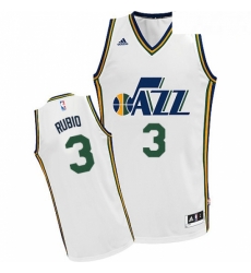 Mens Adidas Utah Jazz 3 Ricky Rubio Swingman White Home NBA Jersey 