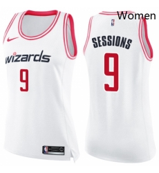 Womens Nike Washington Wizards 9 Ramon Sessions Swingman WhitePink Fashion NBA Jersey 