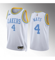 Men Los Angeles Lakers 4 Skylar Mays White Classic Edition Stitched Basketball Jersey