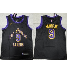 Men Los Angeles Lakers 9 Bronny James Jr  Black 2024 Draft Stitched Basketball Jersey