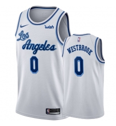 Men Nike Lakers 0 Russell Westbrook White 2019 20 Hardwood Classic Edition Stitched NBA Jersey