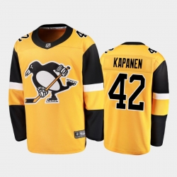 Men Pittsburgh Penguins 42 Kasperi Kapanen  Yellow Stitched NHL Jersey