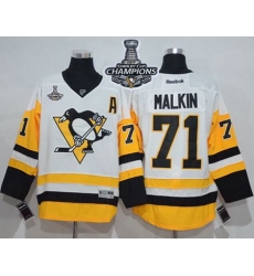 Penguins #71 Evgeni Malkin White New Away 2017 Stanley Cup Finals Champions Stitched NHL Jersey