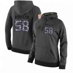 NFL Womens Nike Detroit Lions 58 Paul Worrilow Stitched Black Anthracite Salute to Service Player Performance Hoodie