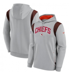 Men Kansas City Chiefs Grey Sideline Stack Performance Pullover Hoodie 002