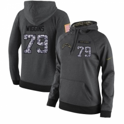 NFL Womens Nike Los Angeles Chargers 79 Kenny Wiggins Stitched Black Anthracite Salute to Service Player Performance Hoodie