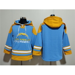 Men Los Angeles Chargers Blank Blue Ageless Must Have Lace Up Pullover Hoodie