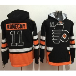 Flyers #11 Travis Konecny Black Name  26 Number Pullover NHL Hoodie