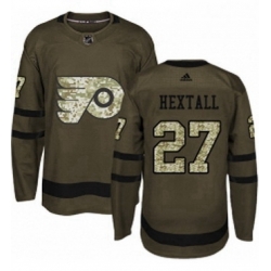 Mens Adidas Philadelphia Flyers 27 Ron Hextall Authentic Green Salute to Service NHL Jersey 