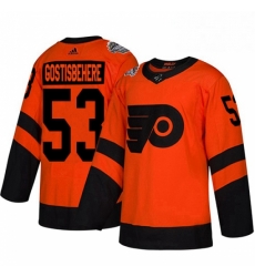 Womens Adidas Philadelphia Flyers 53 Shayne Gostisbehere Orange Authentic 2019 Stadium Series Stitched NHL Jersey 