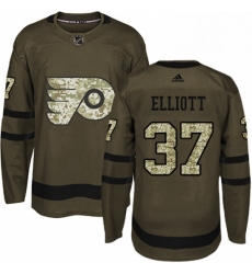 Youth Adidas Philadelphia Flyers 37 Brian Elliott Authentic Green Salute to Service NHL Jersey 