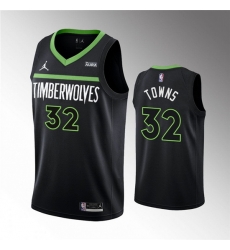 Men Minnesota Timberwolves 32 Karl Anthony Towns Black Statement Edition Stitched Jersey