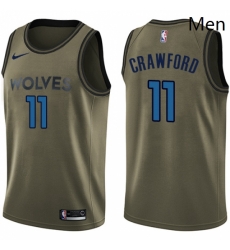 Mens Nike Minnesota Timberwolves 11 Jamal Crawford Swingman Green Salute to Service NBA Jersey 