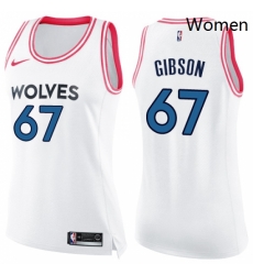 Womens Nike Minnesota Timberwolves 67 Taj Gibson Swingman WhitePink Fashion NBA Jersey 