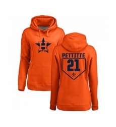 MLB Women Nike Houston Astros 21 Andy Pettitte Orange RBI Pullover Hoodie