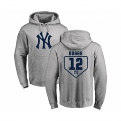 Men MLB Nike New York Yankees 12 Wade Boggs Gray RBI Pullover Hoodie