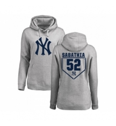 MLB Women Nike New York Yankees 52 CC Sabathia Gray RBI Pullover Hoodie