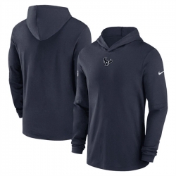 Men Houston Texans Navy Sideline Performance Long Sleeve Hoodie T Shirt