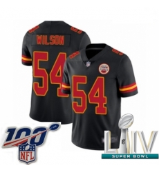 2020 Super Bowl LIV Men Kansas City Chiefs #54 Damien Wilson Limited Black Rush Vapor Untouchable Football Jersey