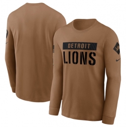 Men Detroit Lions 2023 Brown Salute To Service Long Sleeve T Shirt