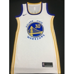 Women Golden Warriors 30 Stephen Curry Dress Stitched Jersey White