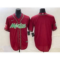 Men Mexico Baseball Blank Red 2023 World Baseball Classic Stitched Jersey