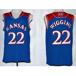 Mens Ncaa Nba Kansas Jayhawks #22 Wiggins Blue Jersey